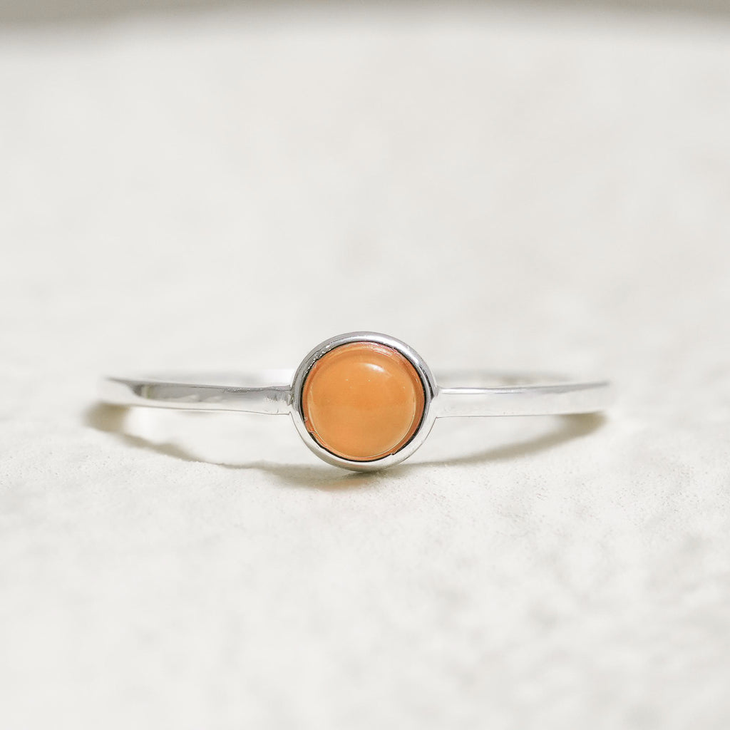 Sterling Silver Orange Agate Crystal Ring