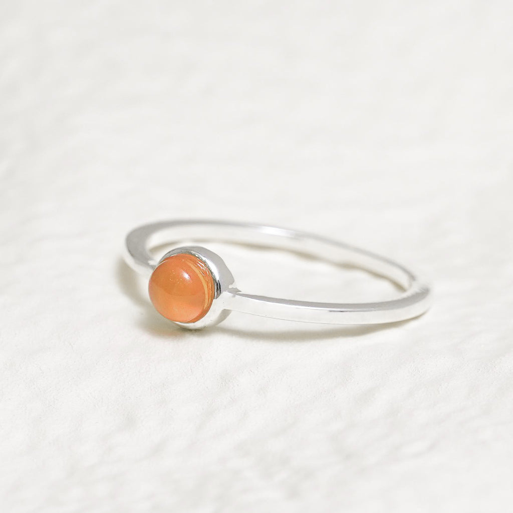 Sterling Silver Orange Agate Crystal Ring
