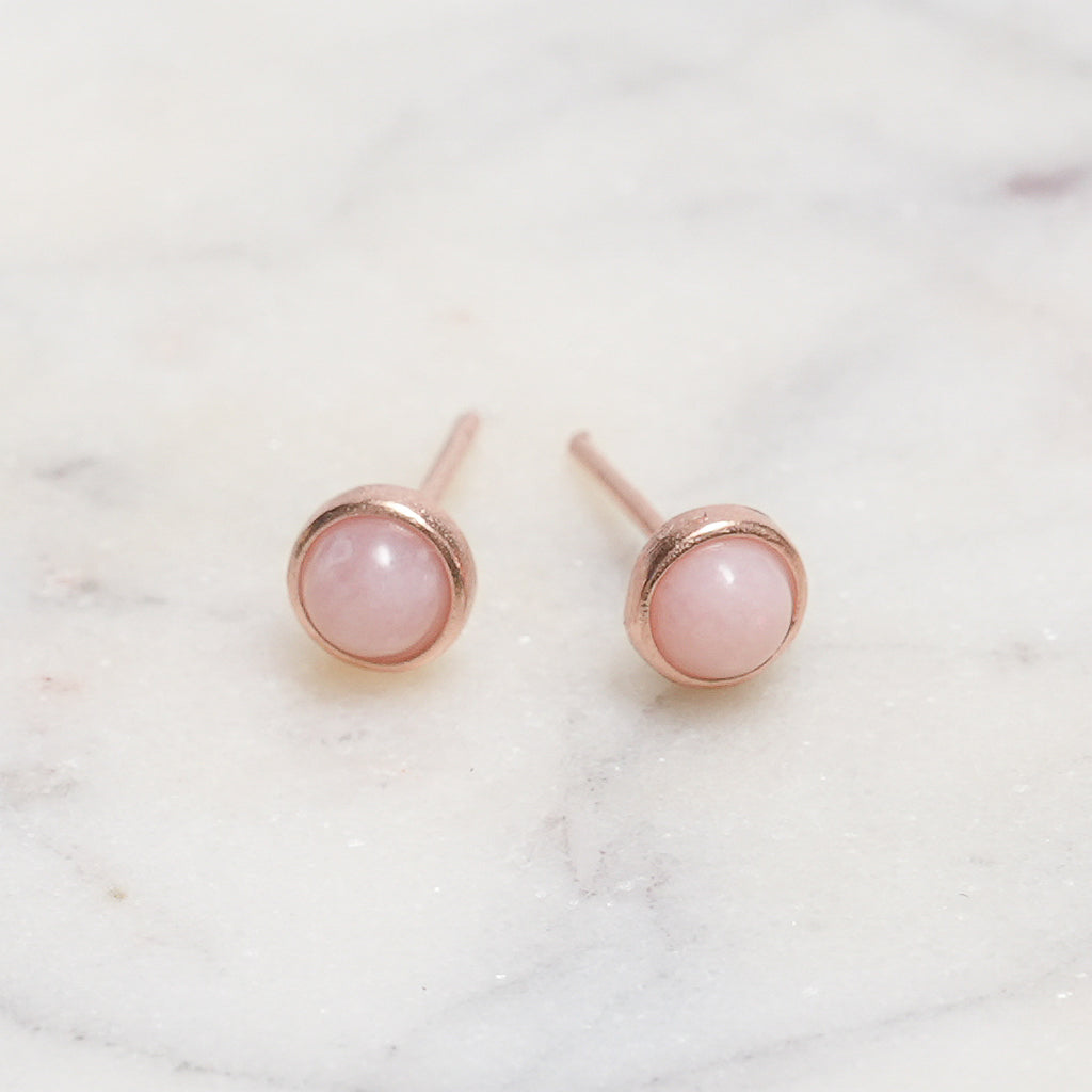 Sterling Silver Pink Opal Crystal Earrings