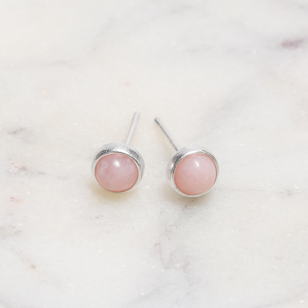 Sterling Silver Pink Opal Crystal Earrings