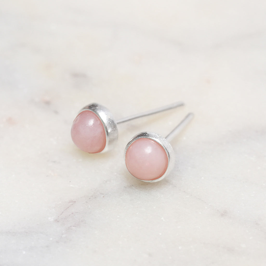 Sterling Silver Pink Opal Crystal Earrings
