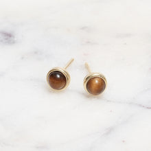 Load image into Gallery viewer, Sterling Silver Tiger&#39;s Eye Crystal Earrings