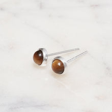 Load image into Gallery viewer, Sterling Silver Tiger&#39;s Eye Crystal Earrings
