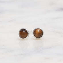 Load image into Gallery viewer, Sterling Silver Tiger&#39;s Eye Crystal Earrings