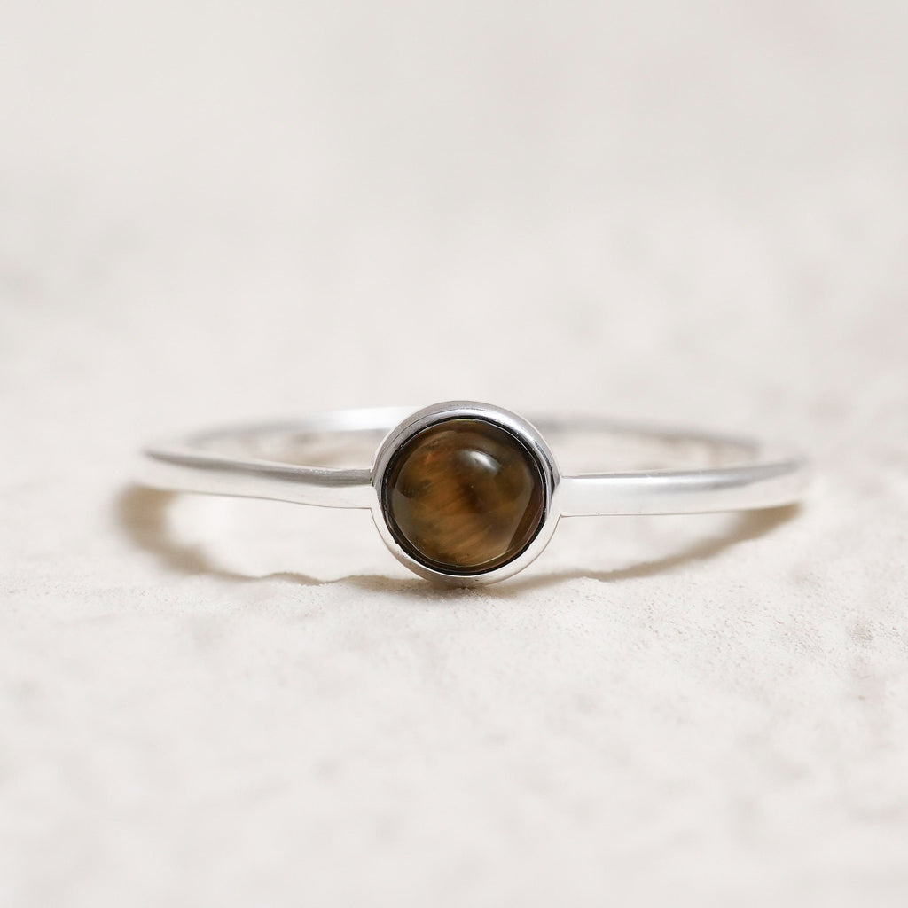 Sterling Silver Tiger's Eye Crystal Ring