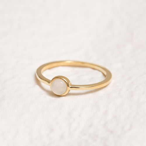 Sterling Silver White Moonstone Crystal Ring