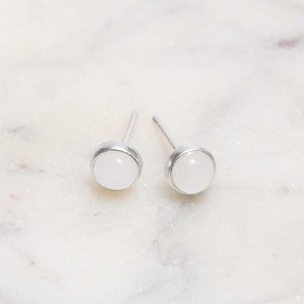 Sterling Silver White Moonstone Crystal Earrings