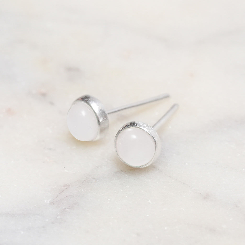 Sterling Silver White Moonstone Crystal Earrings