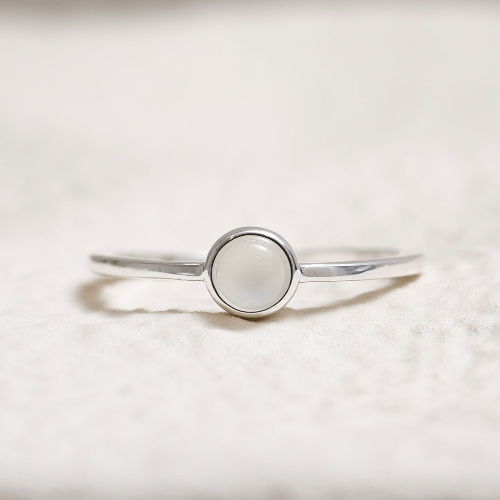 Sterling Silver White Moonstone Crystal Ring