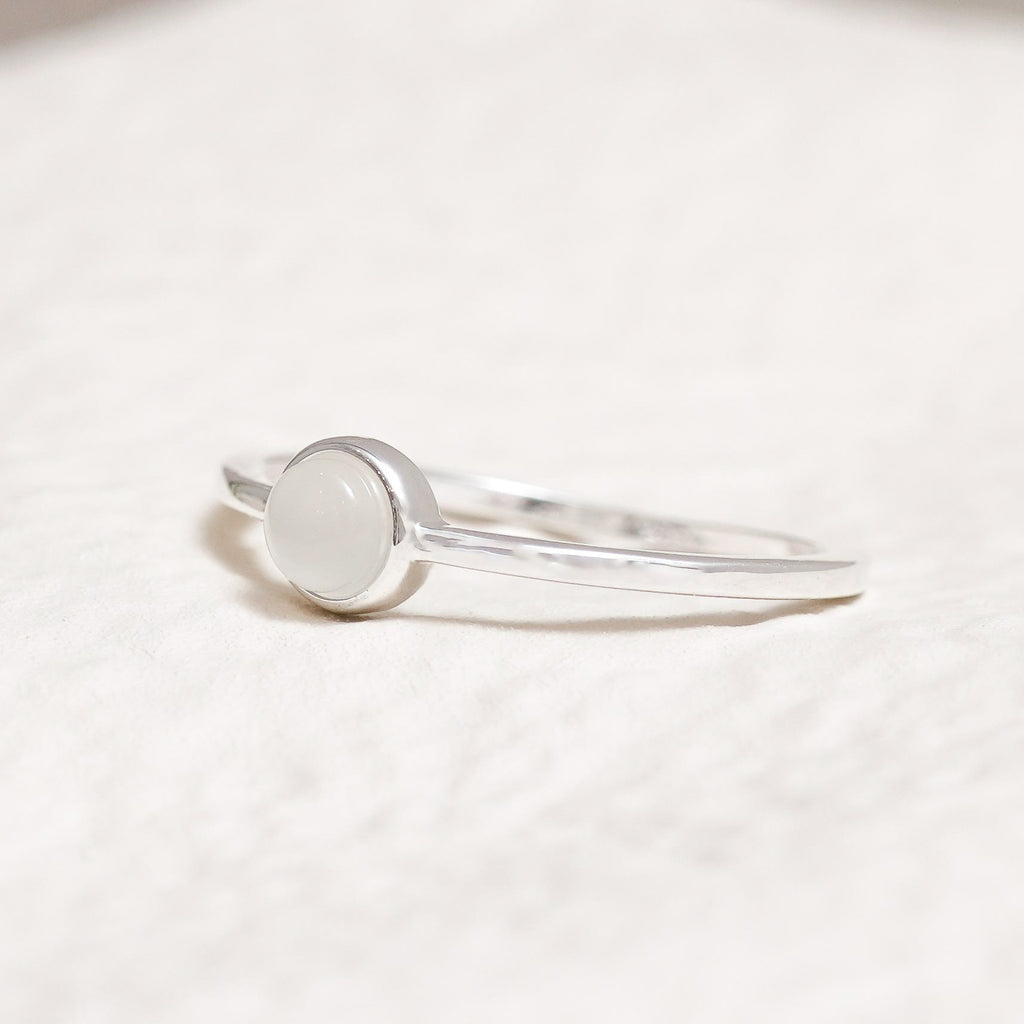 Sterling Silver White Moonstone Crystal Ring