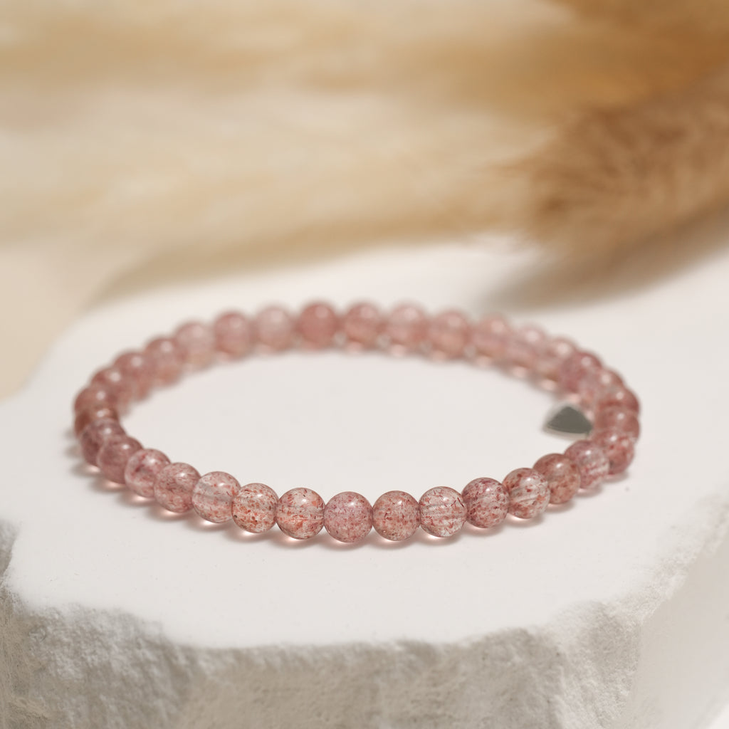 Genuine Strawberry Quartz Gemstone Bracelet