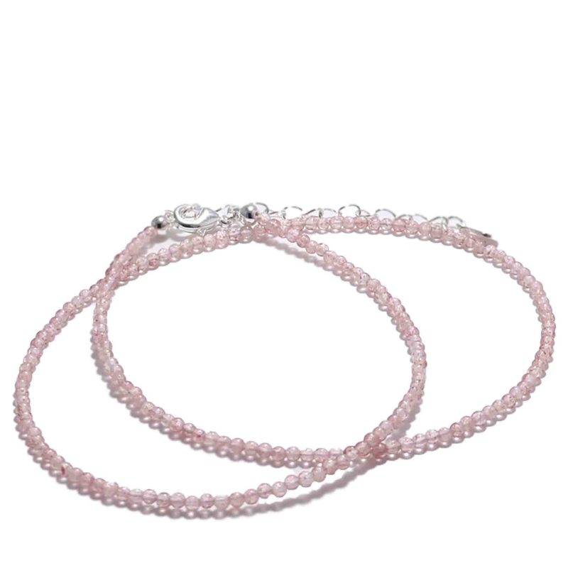 Genuine Strawberry Quartz Gemstone Necklace, Choker