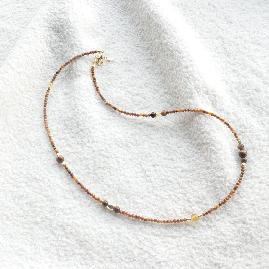 Tiger's Eye & Citrine Gemstone Necklace
