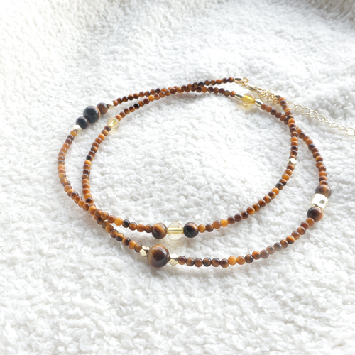 Tiger's Eye & Citrine Gemstone Necklace