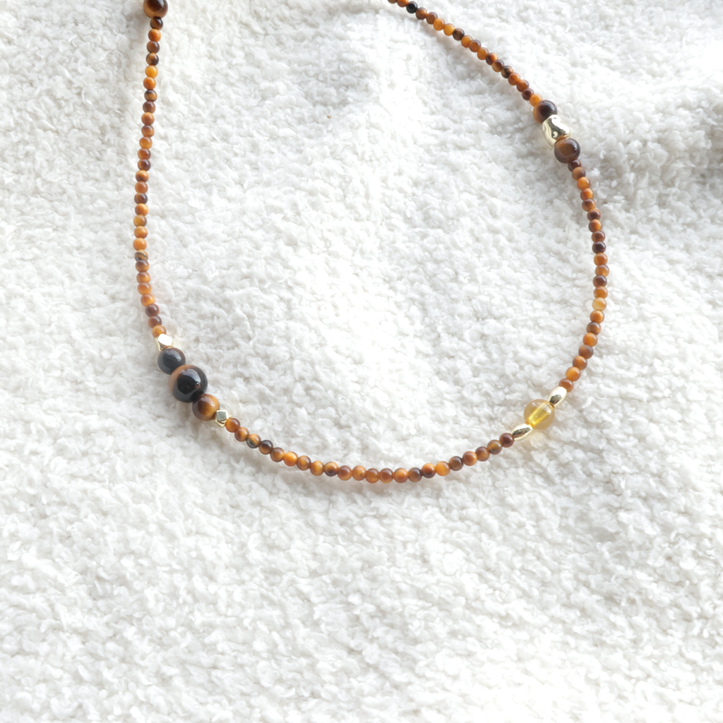 Tiger's Eye & Citrine Gemstone Necklace