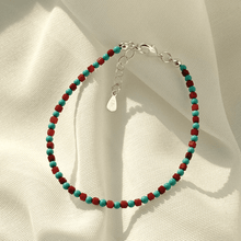 Load image into Gallery viewer, Genuine Turquoise &amp; Southern Red Agate Gemstone Bracelet