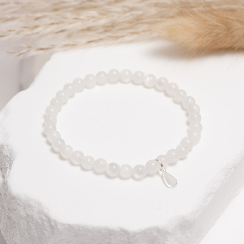 Genuine White Moonstone Gemstone Bracelet